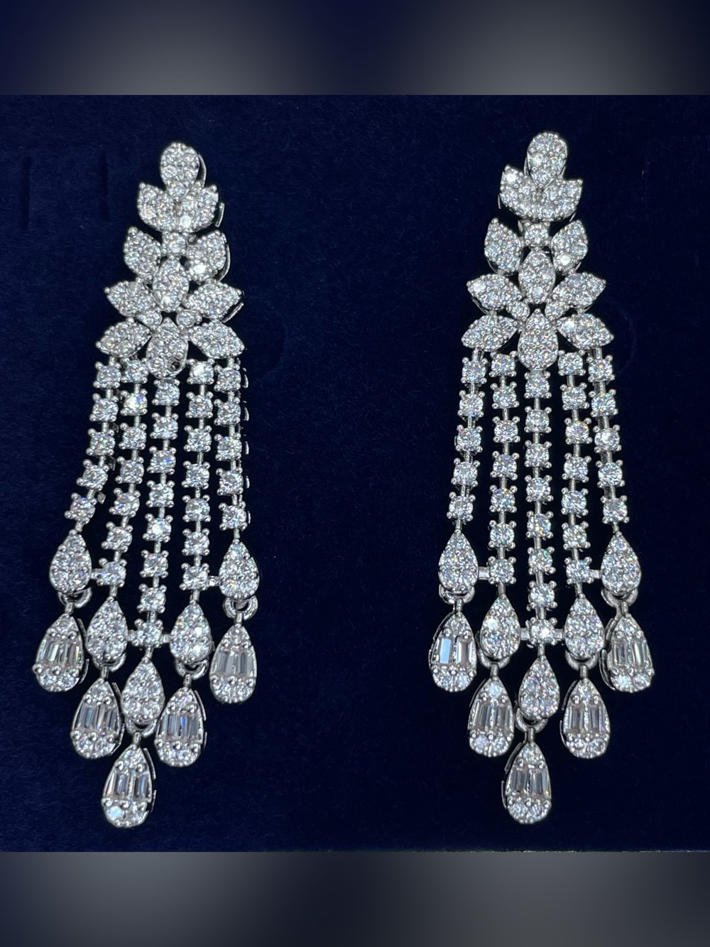 Swarovski Crystal Elements White Crystal Chandelier Bridal Statement Earrings